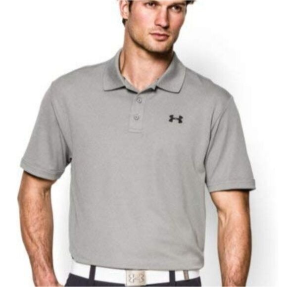 Under Armour Mens 2XL Loose HeatGear Polo Shirt Gray 7840 Short Sleeve GUC - Picture 1 of 9
